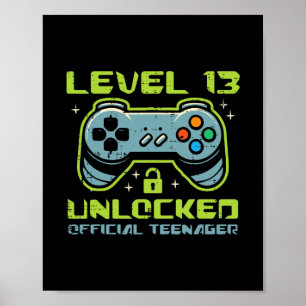 Nivå 13 Upplåst Officiell Tonåring 13-årsdag Poster