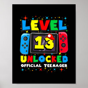 Nivå 13 Upplåst Spelare 13-årspresent Video G Poster