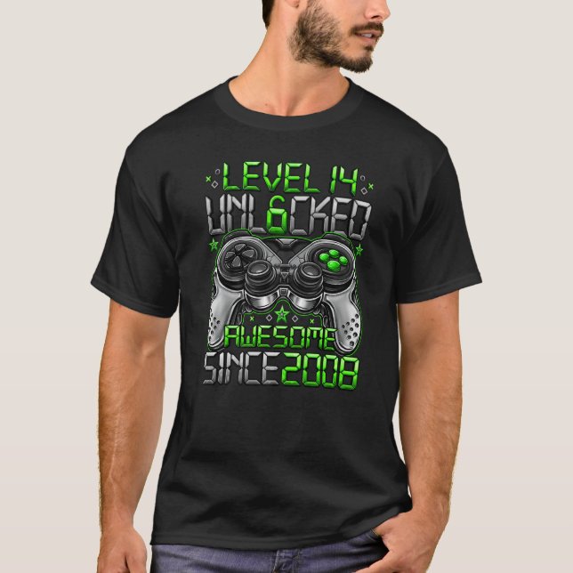 Nivå 14 Olåst Fantastisk sedan 2008 14:e födelseda T Shirt (Framsida)