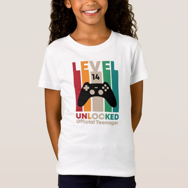 Nivå 14 Olåst tonåring i Officiell,14:e födelsedag T Shirt (Framsida)