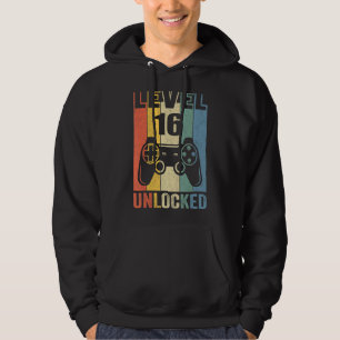 Nivå 16 Olåst 16:e videospelsdagstjocklek Hoodie
