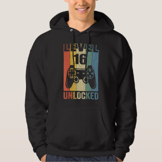 Nivå 16 Olåst 16:e videospelsdagstjocklek Hoodie