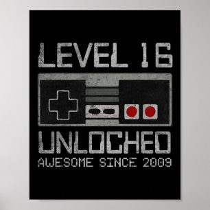 Nivå 16 Upplåst 16-årsdag 16-årig Video Poster