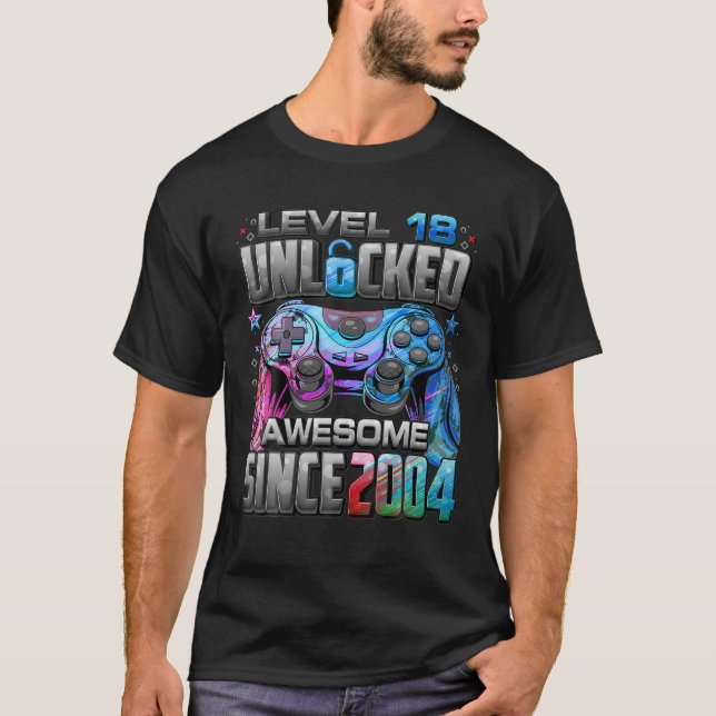 Nivå 18 olåst Fantastisk sedan 2004 18:e födelseda T Shirt (Framsida)