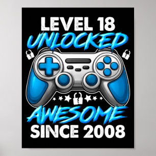 Nivå 18 Upplåst 18 År Gamla Pojkar 18-årsdag B Poster