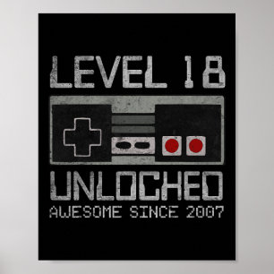 Nivå 18 Upplåst 18-årsdag 18-årig Video Poster
