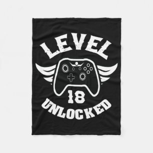 Nivå 18 Upplåst 18 Födelsedags Gaming 18 Födelseda Fleecefilt