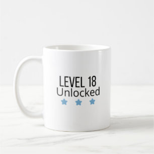 Nivå 18 Upplåst Blå Födelsedagsmugg Kaffemugg