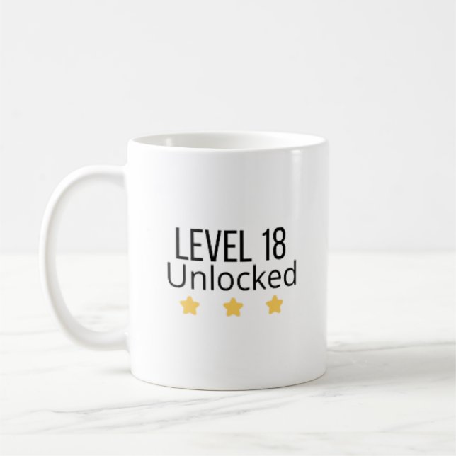 Nivå 18 Upplåst Gul Födelsedagsmugg  Kaffemugg (Vänster)