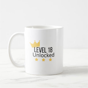 Nivå 18 Upplåst Gul Födelsedagsmugg Kaffemugg