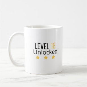 Nivå 18 Upplåst Gul Födelsedagsmugg Kaffemugg