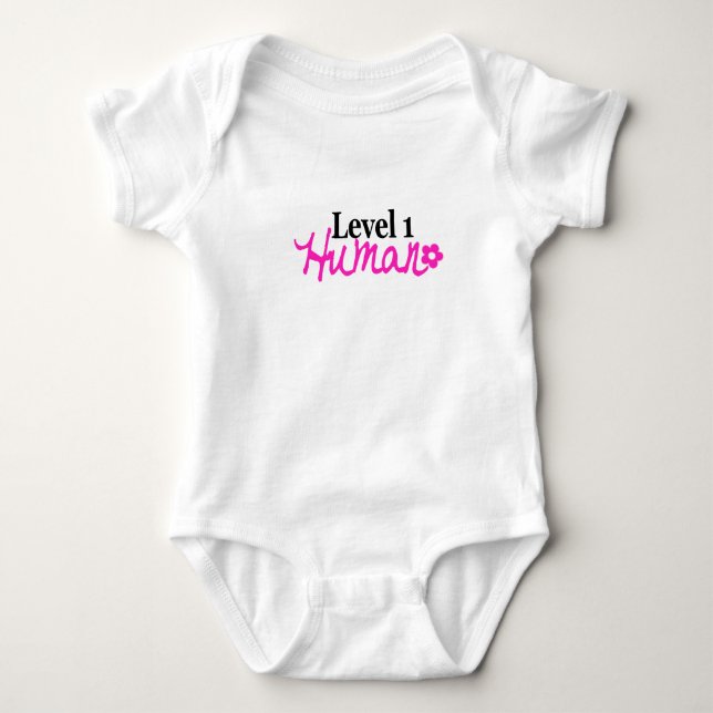Nivå 1 Mänsklig flicka/rosa Tee Shirt (Framsida)