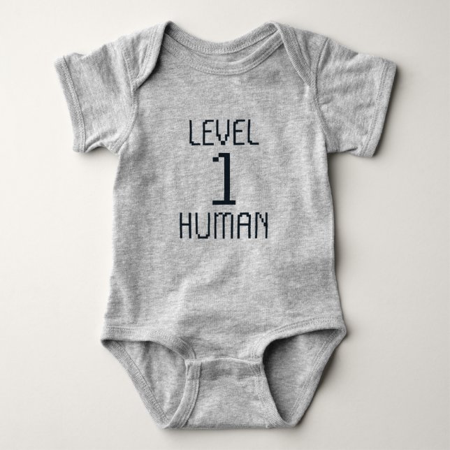 Nivå 1 Mänskligt - Nerd Spädbarn - Nyfött Baby T Shirt (Framsida)