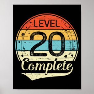 Nivå 20 Fullständig retro 20:e Bröllop-årsdagen T Poster