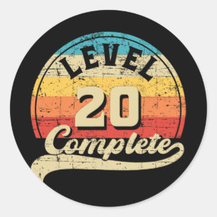 Nivå 20 Fullständig spelare Tee 20:e Bröllop Anniv Runt Klistermärke