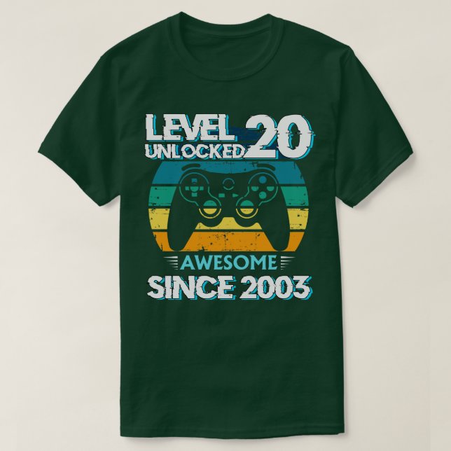 Nivå 20 Olåst Fantastisk 2003 20:e födelsedagsspel T Shirt (Design framsida)