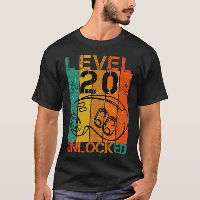 NIVÅ 20 OLÅST FUNNY GAMER GEEK 20 BIRTHDAY T SHIRT (Framsida)