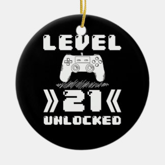 Nivå 21 olåst 21:e födelsedagen 21 år gammal spela julgransprydnad keramik