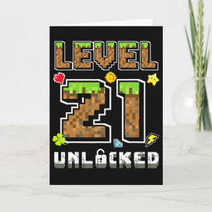 Nivå 21 Upplåst Födelsedag 21 år Bday Gamer P Kort