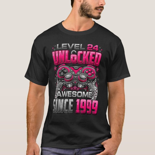 Nivå 24 Olåst Fantastisk sedan 1999 24:e födelseda T Shirt (Framsida)
