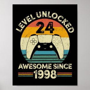 Nivå 24 Upplåst Fantastisk 1998 Videospelare 24-år Poster