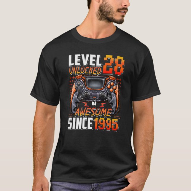 Nivå 28 olåst Fantastisk sedan 1995 28:e födelseda T Shirt (Framsida)