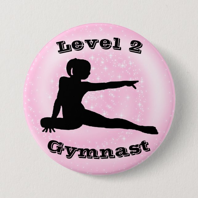 Nivå 2 Gymnast - Girls Gymnastics Button Knapp (Framsida)