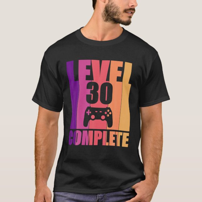 Nivå 30 Fullständig 30th Video Gamer Birthday T Shirt (Framsida)