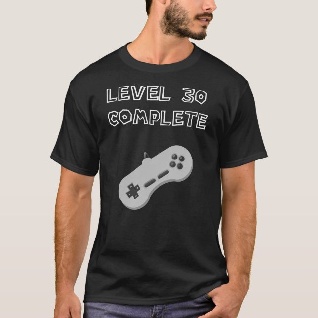 Nivå 30 Fullständig design Videospelets födelsedag T Shirt (Framsida)