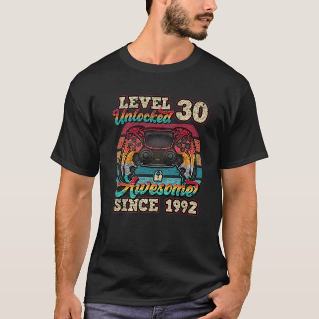 Nivå 30 olåst Fantastisk sedan 1992 30års födelsed T Shirt (Framsida)