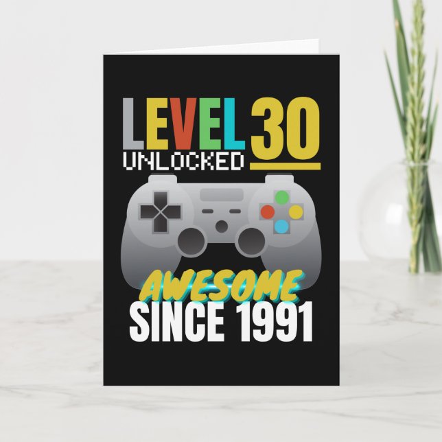 Nivå 30 Upplåst Awesome Sedan 1991 Kort (Framsida)