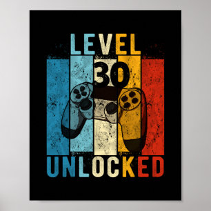 Nivå 30 Upplåst Video Spelare 30 År Gammal 30-årsf Poster