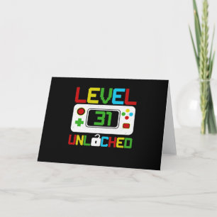 Nivå 31 Upplåst TV-spel 10-års födelsedagspresent Kort