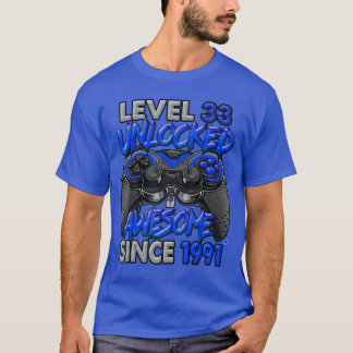 Nivå 33 Upplåst Fantastisk Sedan 1991 Spelande 33- T Shirt