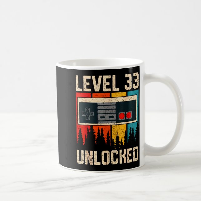 Nivå 33 Upplåst TV-spelskontroll Födelsedagspresen Kaffemugg (Höger)