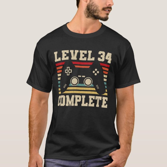 Nivå 34 Fullständig 34:e födelsedagsvideospelare T Shirt (Framsida)
