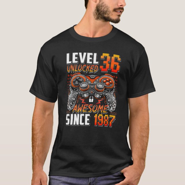 Nivå 36 olåst Fantastisk sedan 1987 36:e födelseda T Shirt (Framsida)
