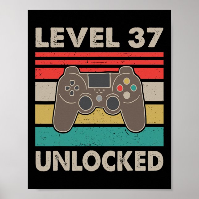 Nivå 37 Upplåst - 1983 37-årspresent Män Poster (Framsidan)