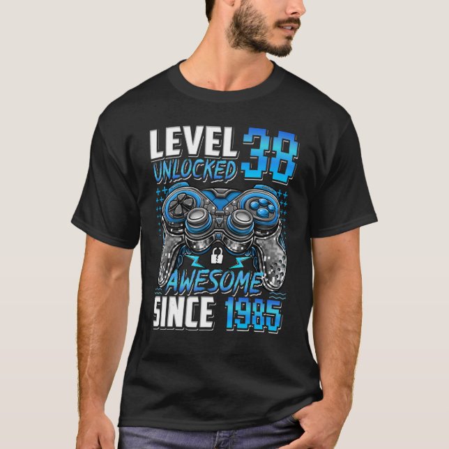 Nivå 38 olåst Fantastisk sedan 1985 38:e födelseda T Shirt (Framsida)