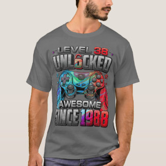 Nivå 38 Upplåst Awesome Sedan 1988 Gamer Födelseda T Shirt
