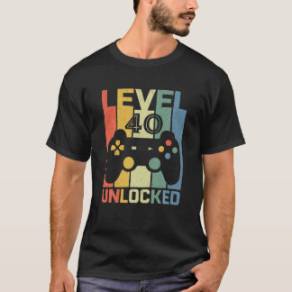 Nivå 40 Olåst 40 års gammalt videospel 40 Th Bi T Shirt