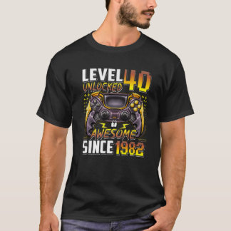 Nivå 40 olåst Fantastisk sedan 1982 40:e födelseda T Shirt