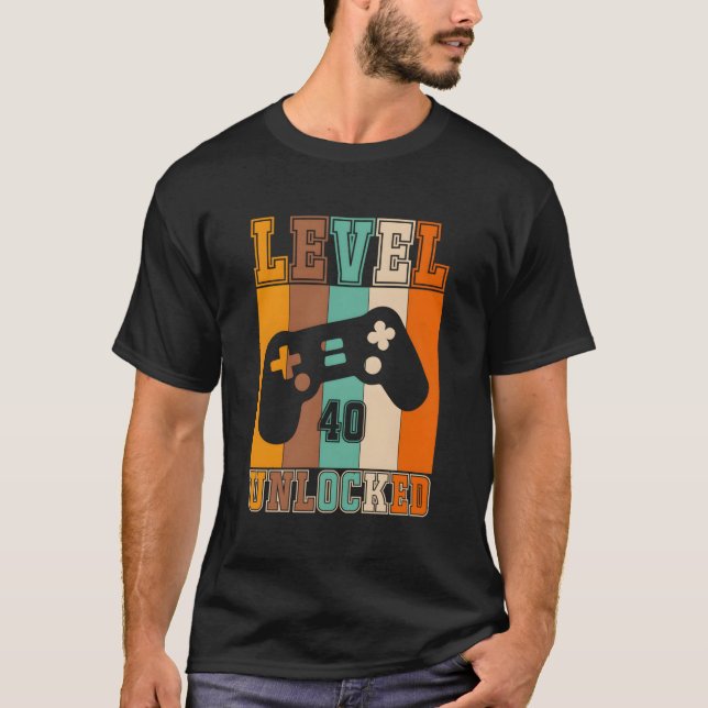 Nivå 40 olåst - födelsedagsutgåva t shirt (Framsida)