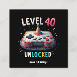 Nivå 40 Olåst spel Stil 40:e födelsedagen Fyrkantigt Visitkort