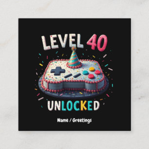 Nivå 40 Olåst spel Stil 40:e födelsedagen Fyrkantigt Visitkort
