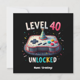 Nivå 40 Olåst spel Stil 40:e födelsedagen Inbjudningar