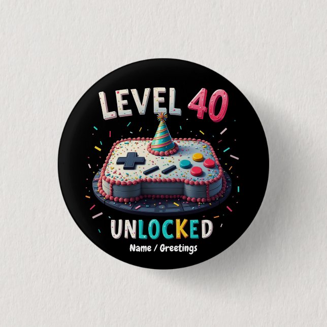 Nivå 40 Olåst spel Stil 40:e födelsedagen Knapp (Framsida)