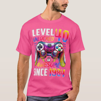 Nivå 40 Upplåst Awesome Sedan 1984 40-årsdag T Shirt