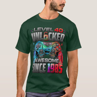Nivå 40 Upplåst Fantastisk Sedan 1985 40-årsdag T Shirt