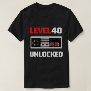 Nivå 40 Upplåst Retrospel 40-årsdag T Shirt